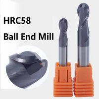 hrc58 2 flutes ball end mill tungsten steel cutter cnc router bit milling tool cutting tools spherical solid carbide end mill
