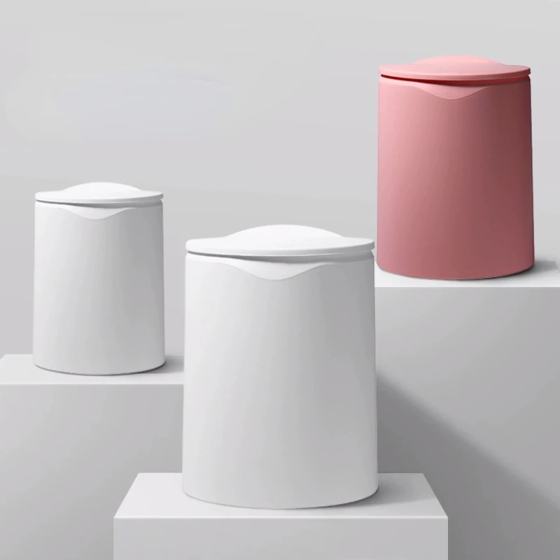 

Nordic White Waste Bin Living Room Creative Garbage Bin Cleaning Tools Bathroom Press Large Capacity Trash Can with Lid Toilet