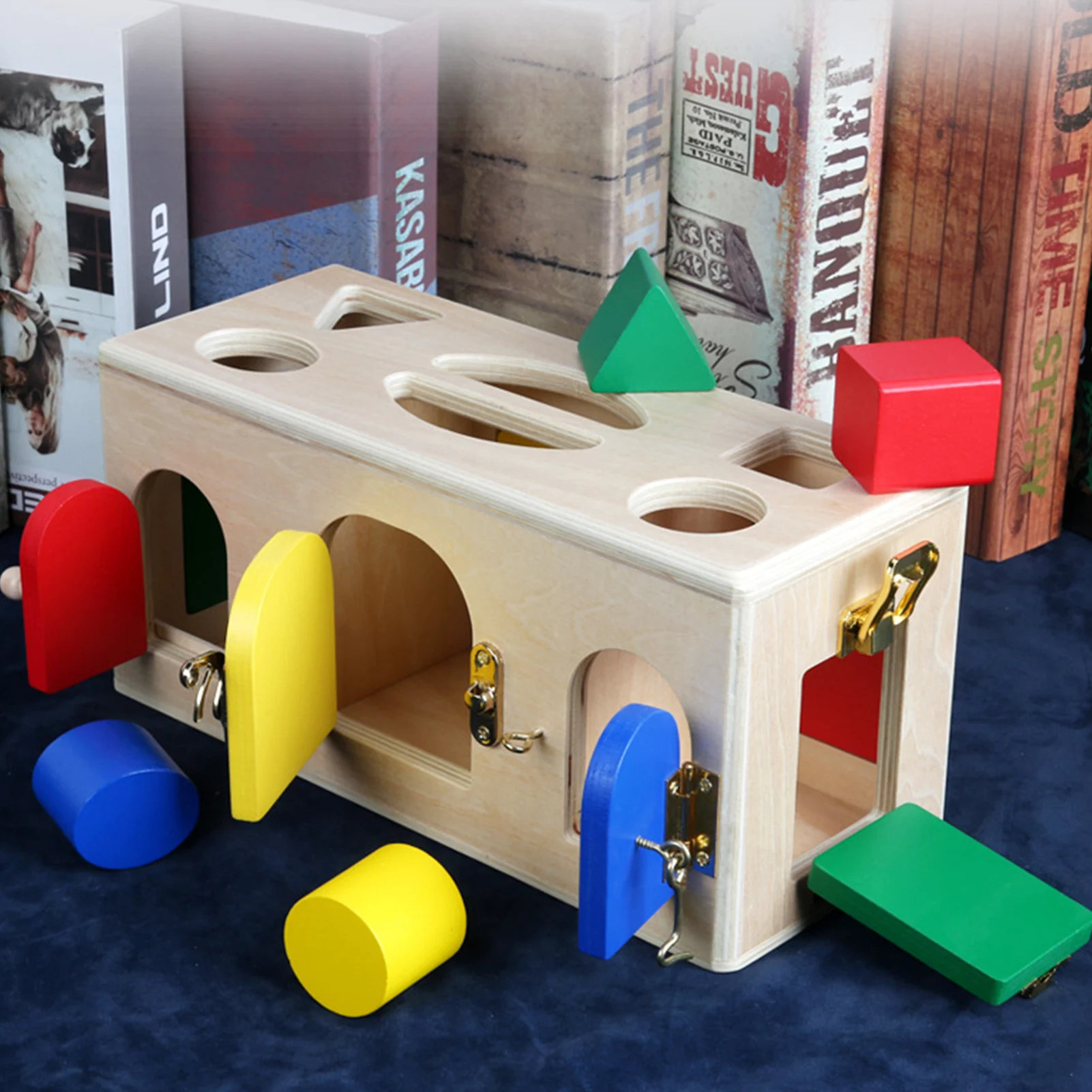 

Montessori Puzzle Toy Wood Unlocking Box Preschool Educational Toys Color Recognition Puzzle Sorting Game Toys Learning Gift