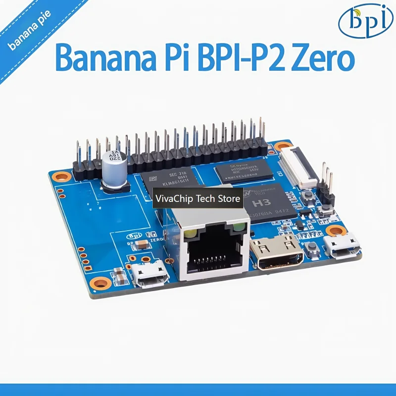 Плата для разработки IoT VivaChip TechBanana Pi BPI-P2 Zero на базе чипа Allwinner H3, с поддержкой PoE и сетевого питания, 512 МБ (art.: 3920da3978fdf) - 3920da3978fdf