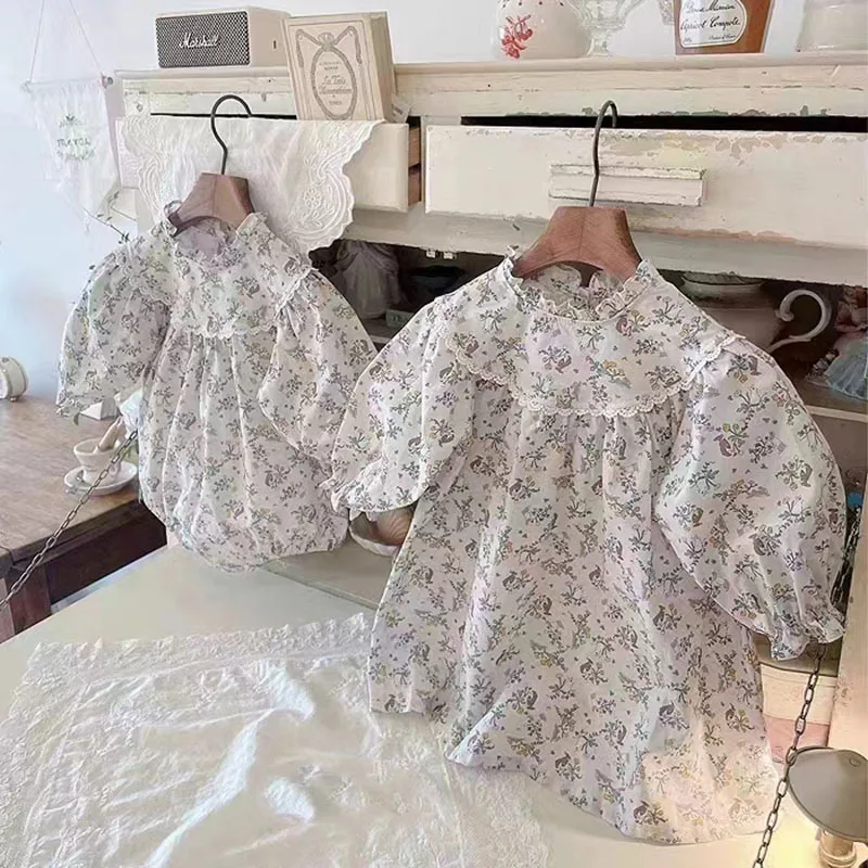 

Новинка 2023, Осеннее детское платье для девочек, милые платья с длинным рукавом и цветочным принтом