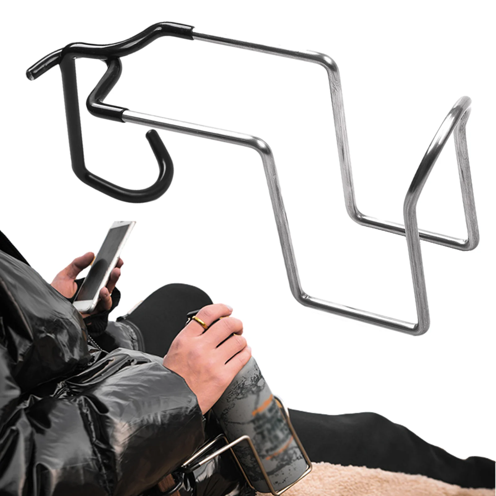 

Подставка из нержавеющей стали для телефона, многофункциональный крючок из нержавеющей стали, многофункциональная портативная Нескользящ...