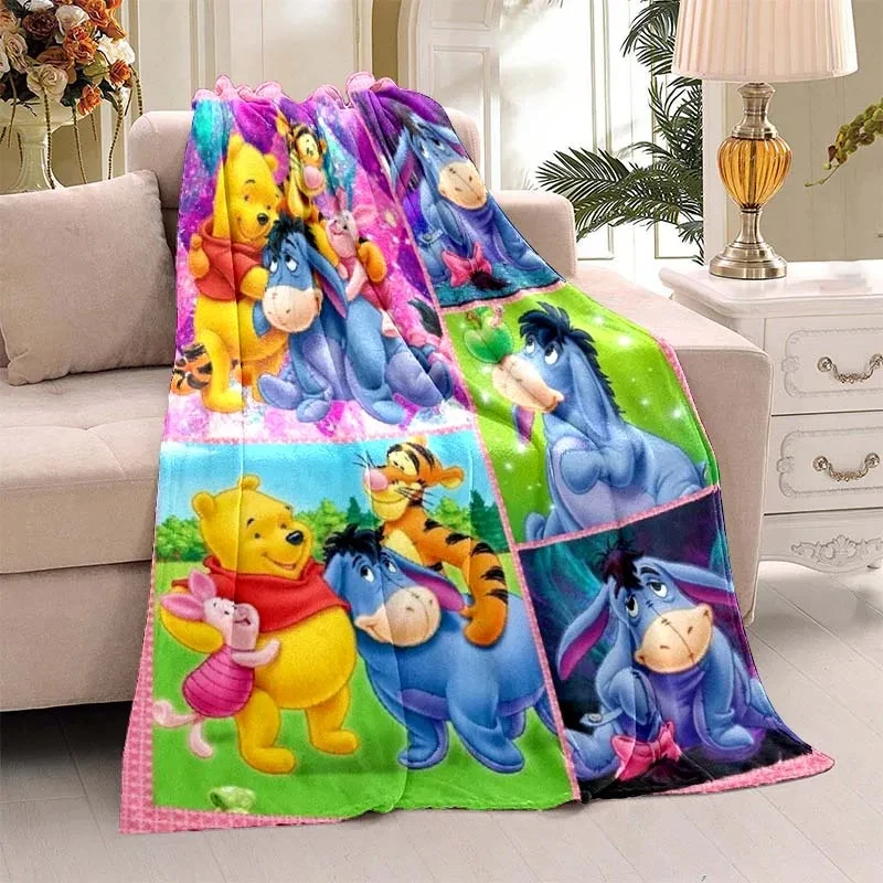 Одеяло с принтом Винни-медведя и пуха легкий фланелевый плед для дивана кровати