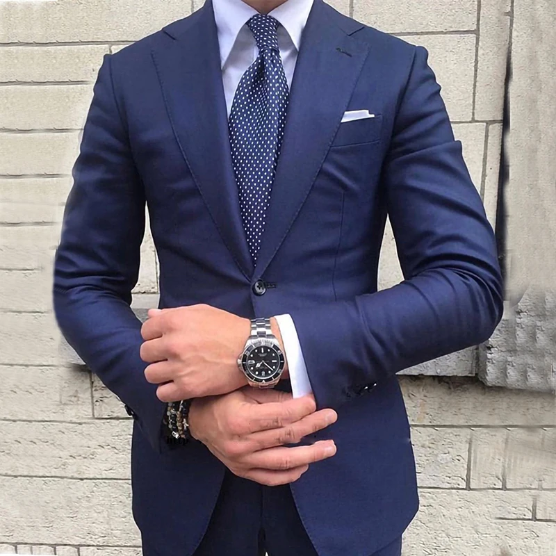 Men's Suits Customized Slim Lapel 2-Piece Wedding Groomsmen Tuxedo Jacket + Vest + Pants