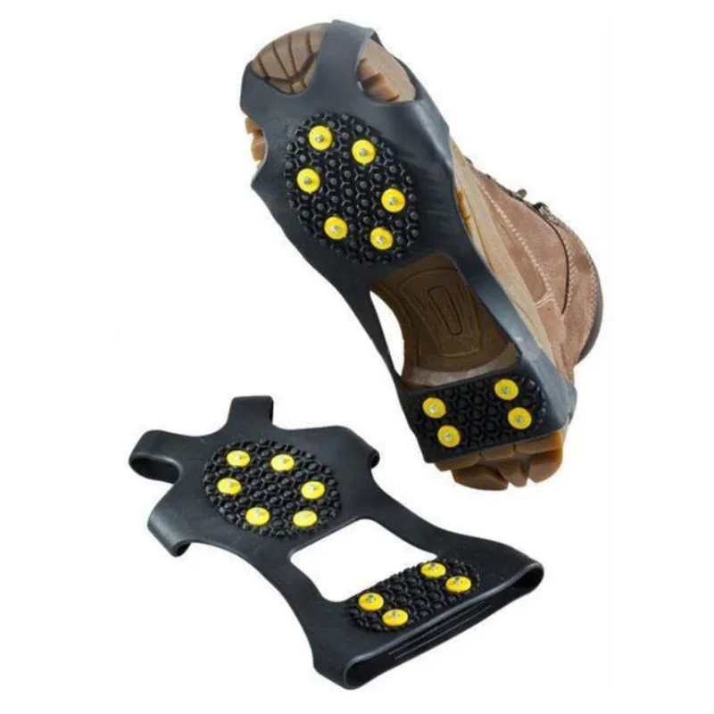 

1 Pair 10 Studs Anti-Skid Ice Gripper Spike Winter Climbing Anti-Slip Snow Spikes Grips Cleats Over Shoes Covers Crampon