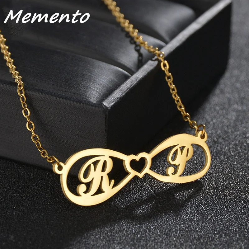 

Memento New Custom Infinite Initials Necklace Personality Stainless Steel Chain Hip Hop Pendant Women Jewelry Anniversaries Gift