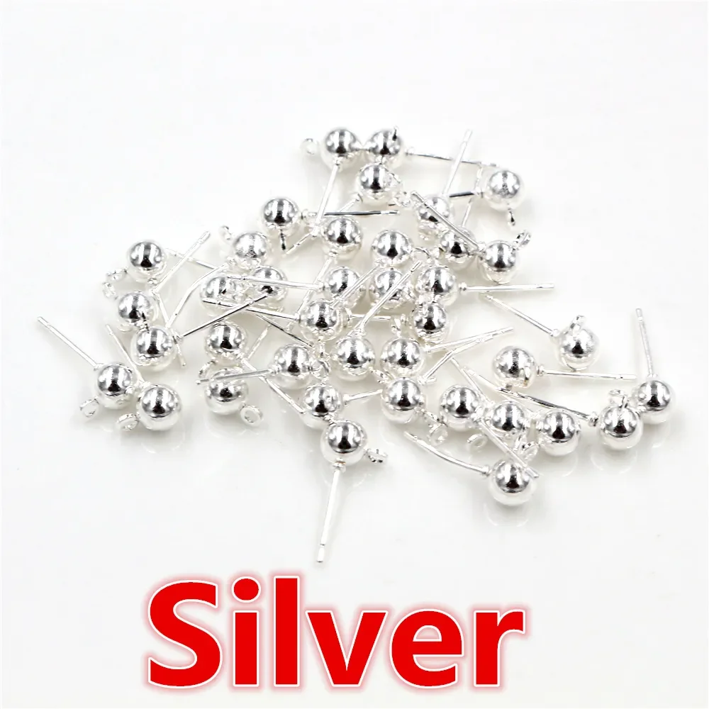3/4/5mm 6 Colors Pin Findings Stud Earring Basic Pins Stoppers Connector For DIY Jewelry Making Accessories Supplies