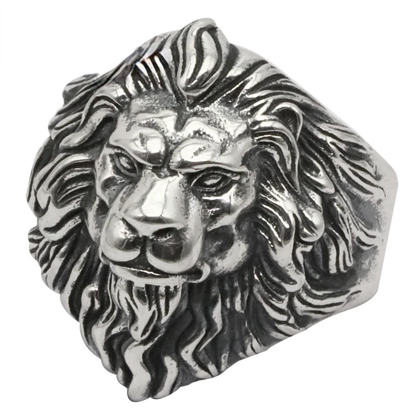 

Fine Jewelry Wholesale Fashion Male Man Birthday Wedding Gift Retro The lion king 925 Sterling Silver Open Ring