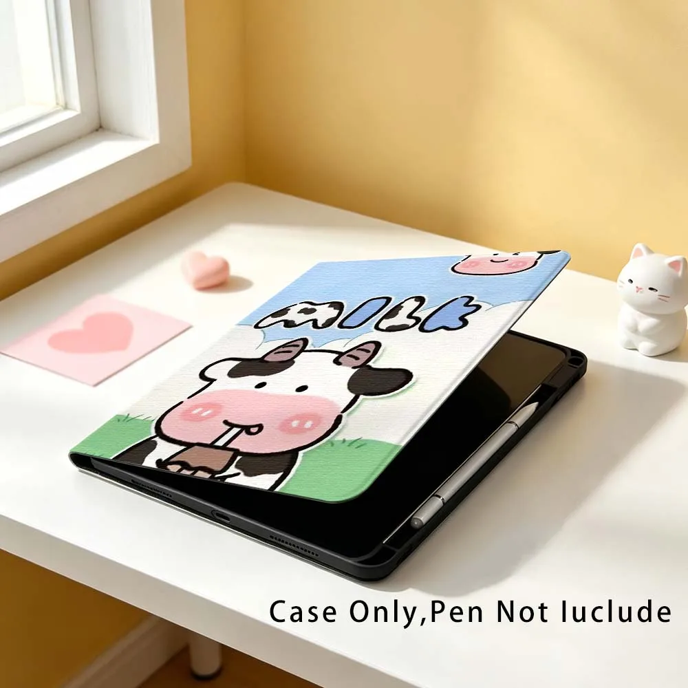 Фото Чехол для планшета Apple iPad Pro Mini A16 A17 A14 4 5 6 7 6-го 7-го поколения 9.7 12.9 11 13 M4 дюймов, мягкий, с дизайном «Корова» и надписью «Moo» №3
