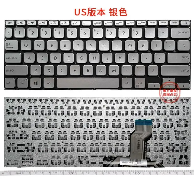 Серебряная клавиатура для Asus VivoBook X406U S406U S406 V406U Y406U X420 X420F A420 A420F