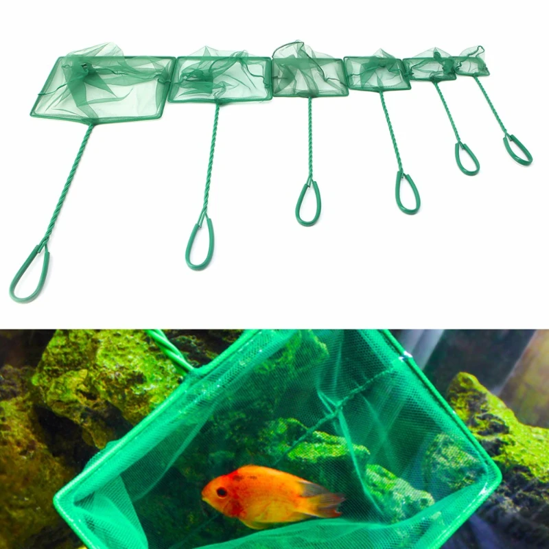 

Portable Aquarium Fish Tank Square Shrimp Small Betta Tetra Fish Net for Fish Floating Objects Crab Net Cleaning Tool 3"-10"