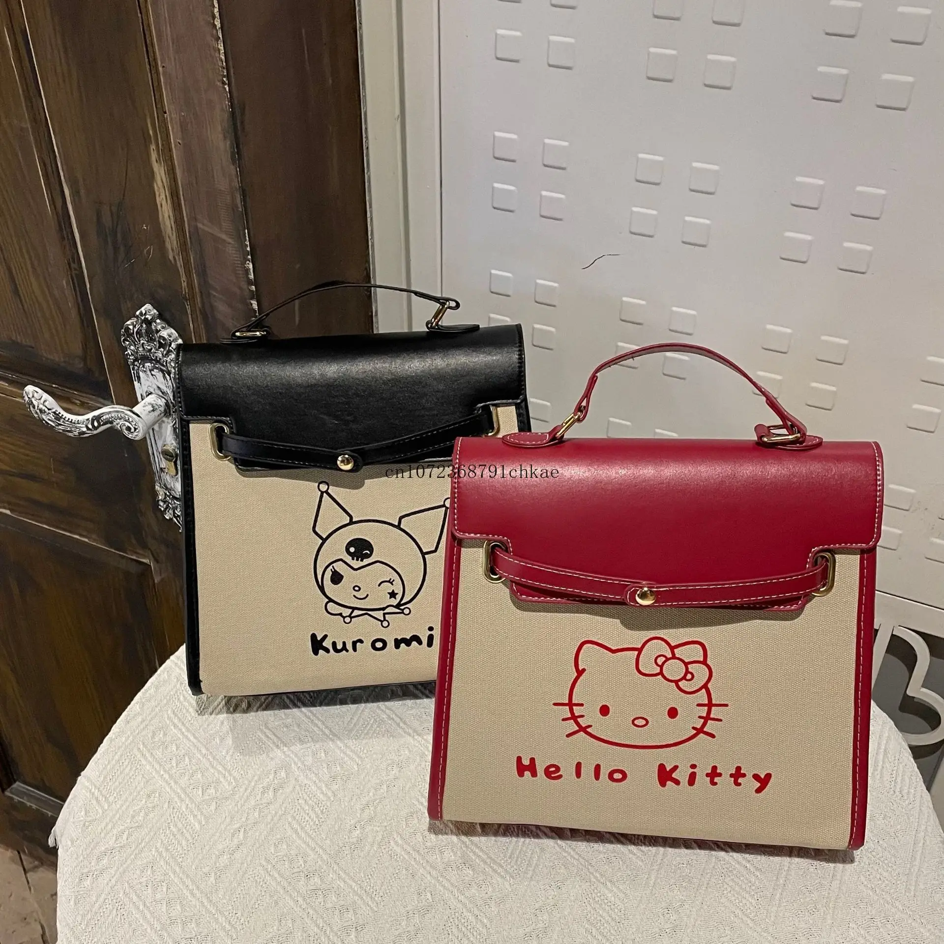 New Japanese Cartoon Cute Melody Jade Guigou Kuromi Canvas Handbag Cute Fun Canvas Backpack Hello Kitty  Backpacks  school bag