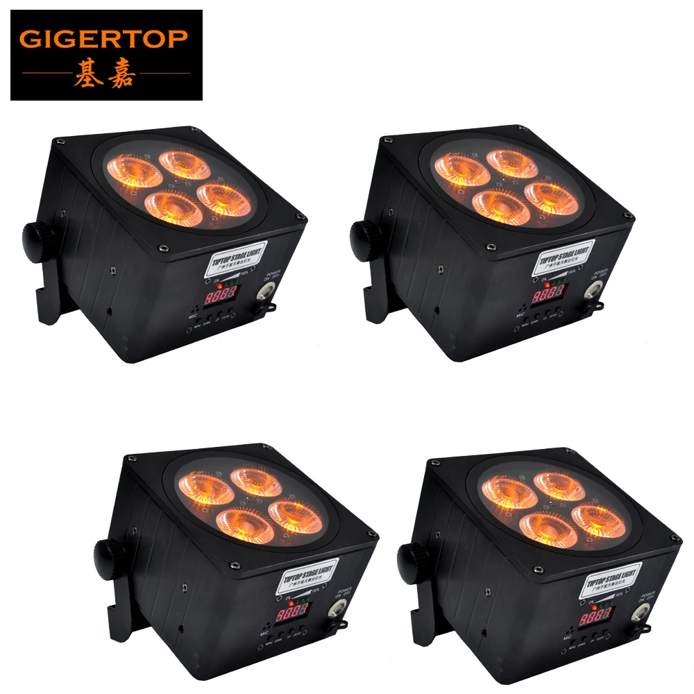 

Бесплатная доставка, сценический проектор, 4x18 Вт, 6 в 1, алюминиевый IP20 DJ аккумулятор, беспроводной DMX светодиодный прожектор, освещение