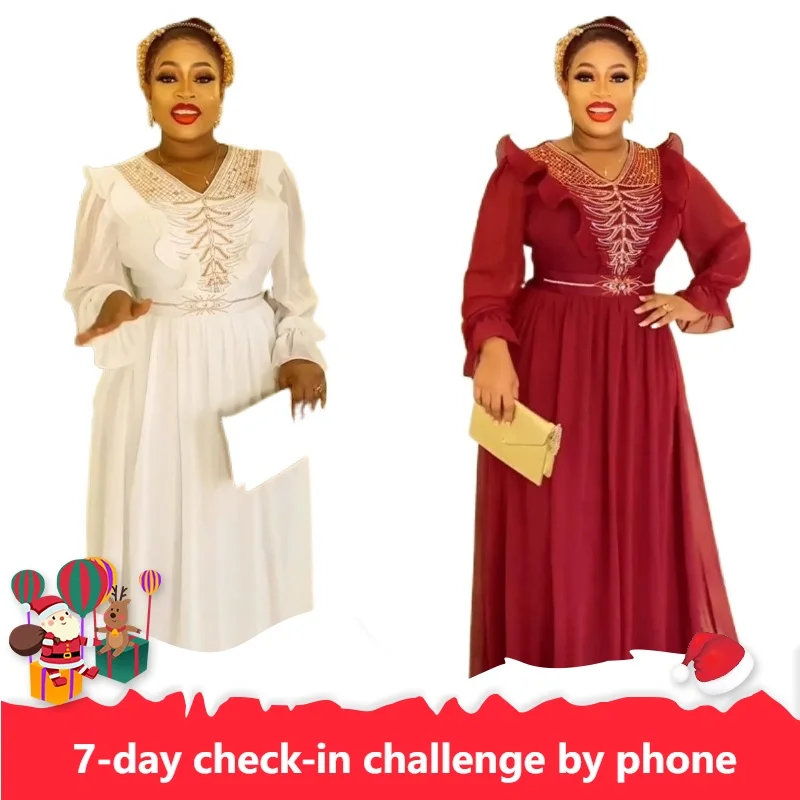 

Лето 2023, платье из африканского шифона с высокой талией для женщин, элегантное женское свадебное вечернее платье, женское Повседневное платье