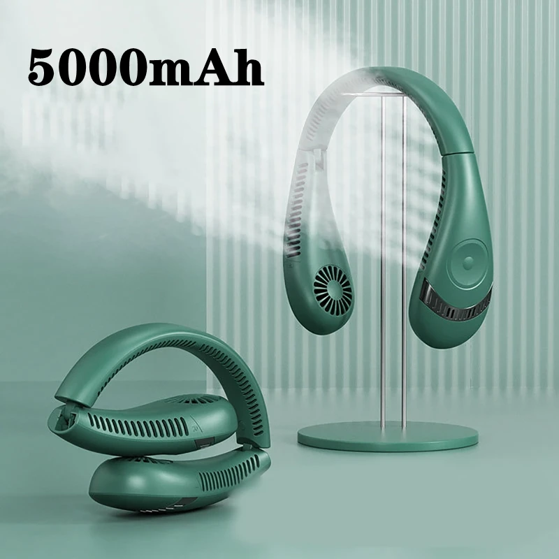 

Portable Neck Fans Bladeless Electric Rechargeable Leafless Hanging Neck Fan Neck Brace Design 5000mAh Neck Cooling Fan