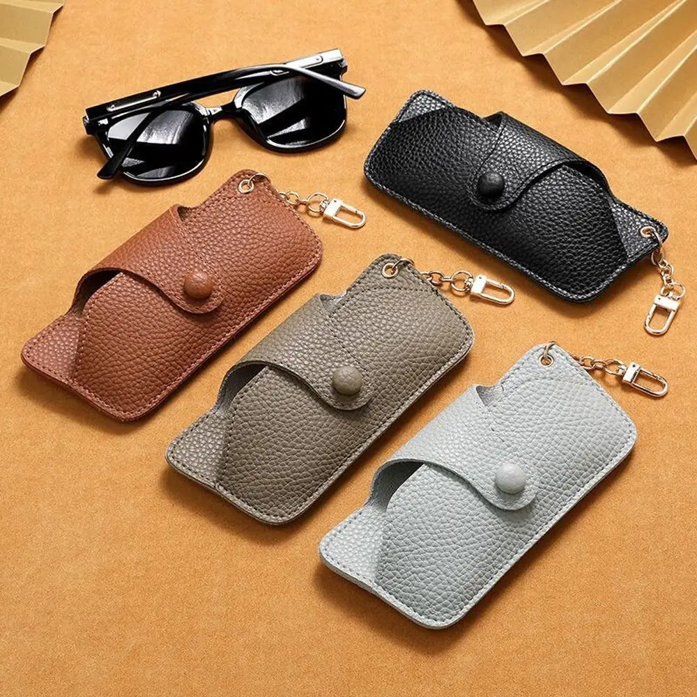

Korean Soft PU Leather Glasses Storage Bag Sunglasses Case Portable Waterproof Pouch Glasses Protective Cover With Keychain