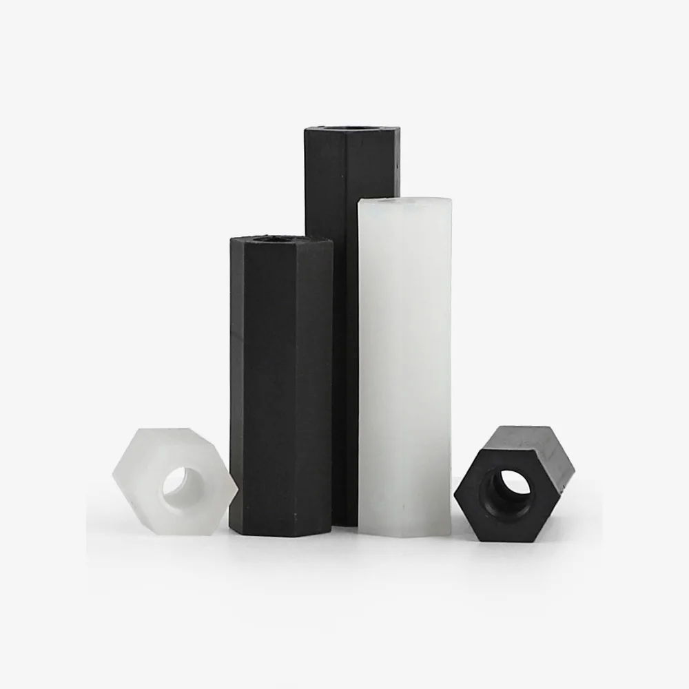 Черно-белый шестигранный нейлоновый противостоящий болт с внутренней резьбой