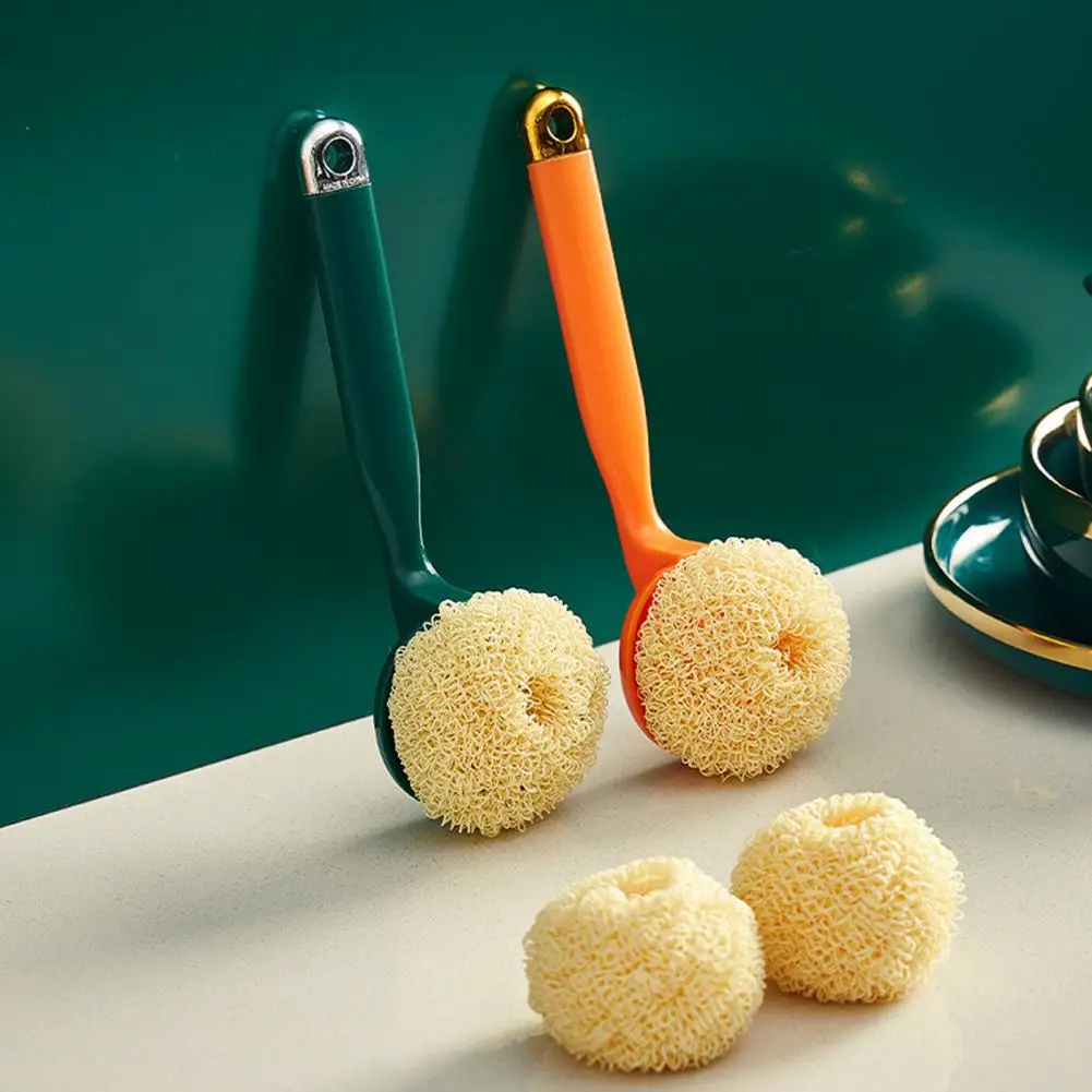 

Dishwashing Brush Soft Bristle Reusable Smooth Edge Strong Decontamination Long Handle Kitchen Scrub Brush Pot Brush for Kitchen