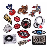 clothing women men diy embroidery letters patch lips music tiger deal with it iron on patches for clothes fabric free shipping