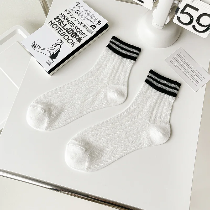 Spring and Summer Thin Breathable Mid-Calf Length Socks Hollow out Mesh Stockings