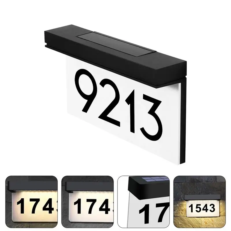 

House Solar Numbers Address Sign Outside Lamp Lighted Number For Lighting Led Wall Powered Signs Doorplate Light Tool Indicating