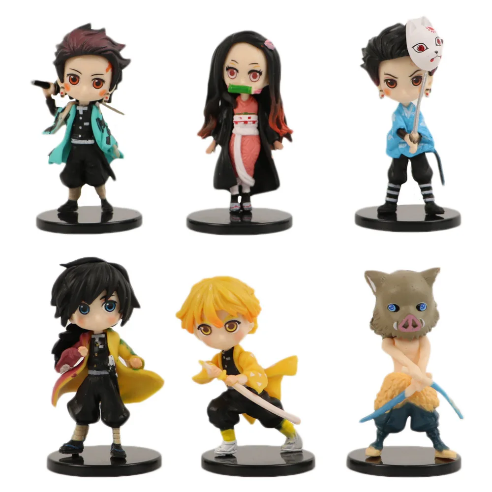 

6Pcs/Set Q Version Demon Slayer Kamado Tanjirou Nezuko Agatsuma Zenitsu Action Figure Anime Model PVC Statue Collectible Toy