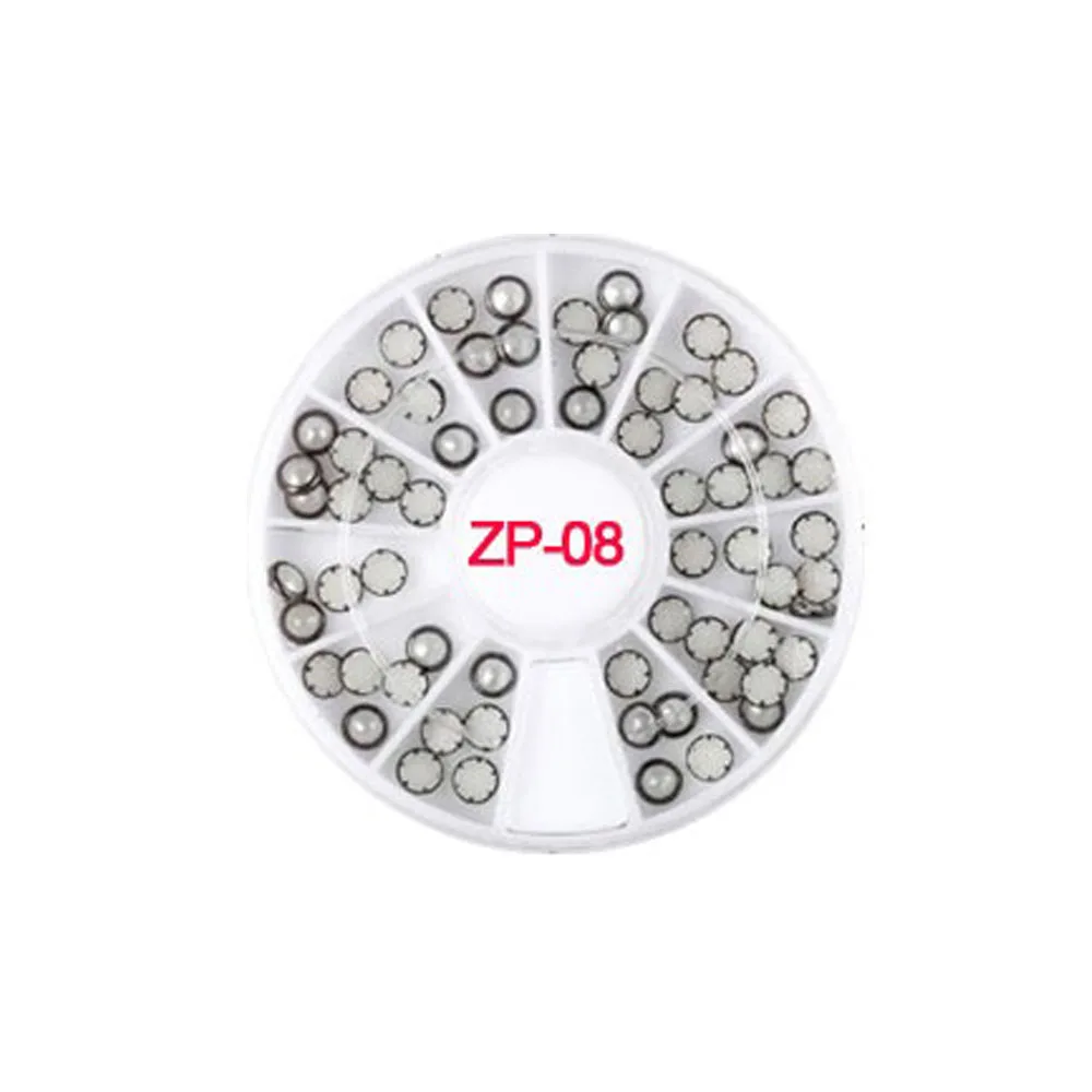 

1box Semicircle Pearl Rhinestones Gem 3D Nail Half Pearls Precious Stone Decoration Flat bottom Semi-Circle Design For Nail Art