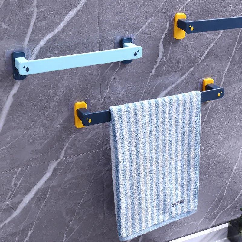 

Bathroom Towel Rack Punch-free Bathroom Bathroom Suction Cup Rack Towel Rack Nordic Minimalist Creative Dual-use Storage Rod