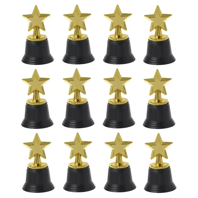 

12PCS Star Gold Award Trophies 4.5" Gold Star Trophy For Awards Winners Oscar Awards Parties Bulk School Drop Shipping