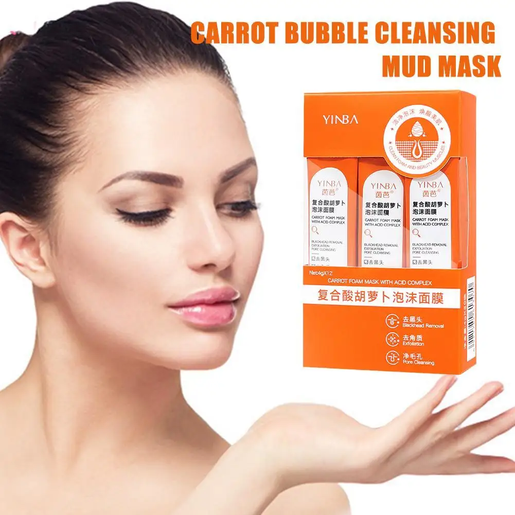 

Natural Carrot Bubble Cleansing Mud Mask Hyaluronic Facial Face Masks Sheet Mask Refreshing Acid Moisturizing Skin Care