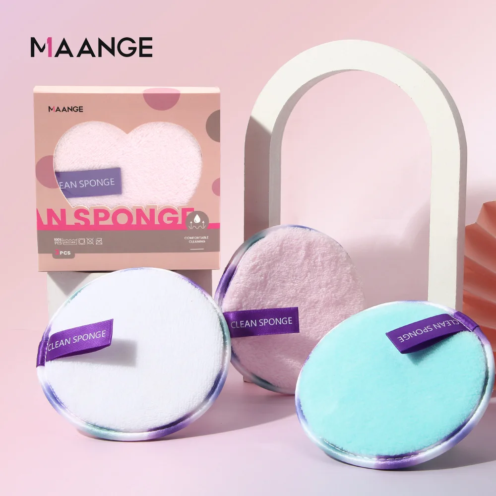 

3PC Soft Clean Sponge Makeup Removal Puff Soft Facial Cleansing Pad for All Skin Type Chemical Free Wipes Eyeshadow & Foundation