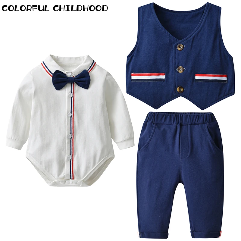 

Colorful Childhood Kids Clothes Spring Summer Newborn Baby Boys Cotton Sets Long Sleeve Top Romper Pants Outfits 2 Pcs Set 2296