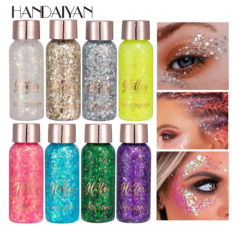 

With Smear Spoon Multifunctional Eye Glitter Nail Hair Body Face Glitter Gel Art Flash Loose Sequins Cream Festival Glitter Deco