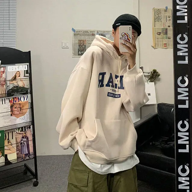 

Autumn and Winter New Fashion Trend Simple Long-sleeved Solid Color Lazy Letter Printing Plus Velvet Thick Thick Sweater