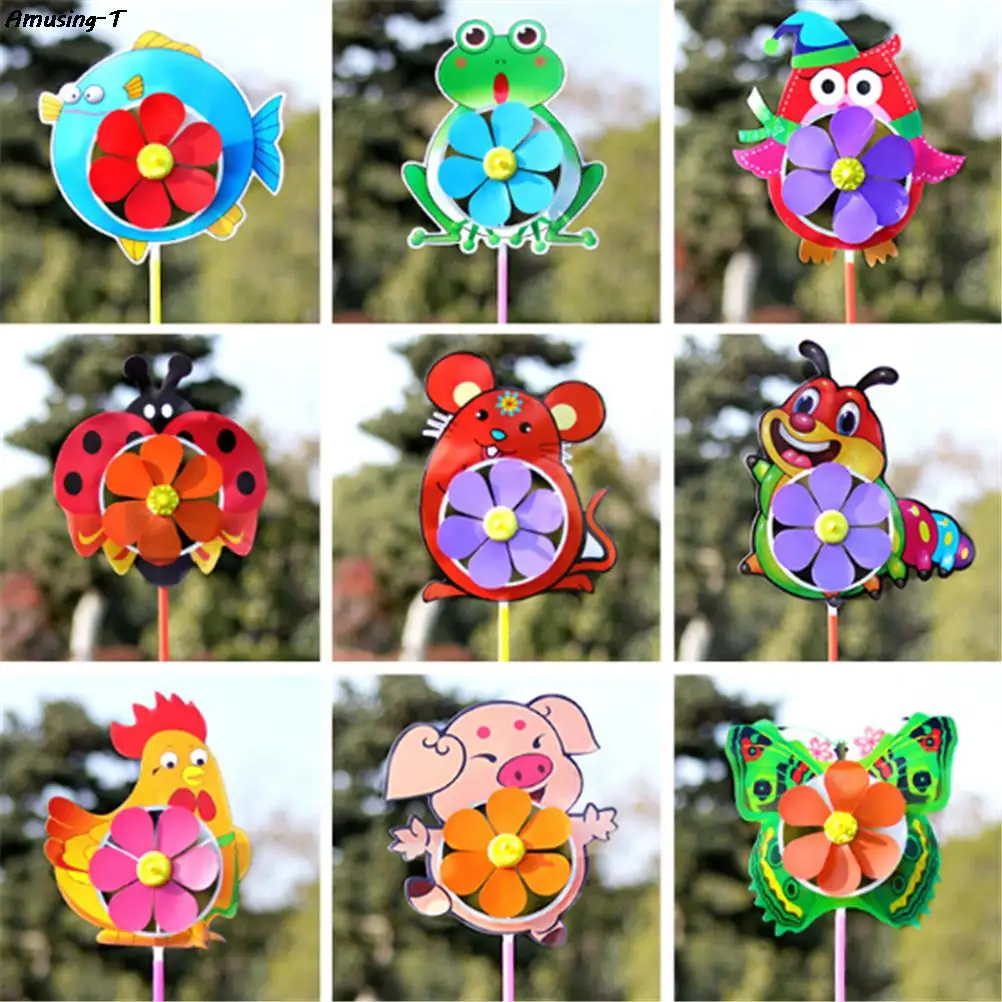 

Wind Spinner Windmill Plastic Cartoon Animals Kids Outdoor Toys