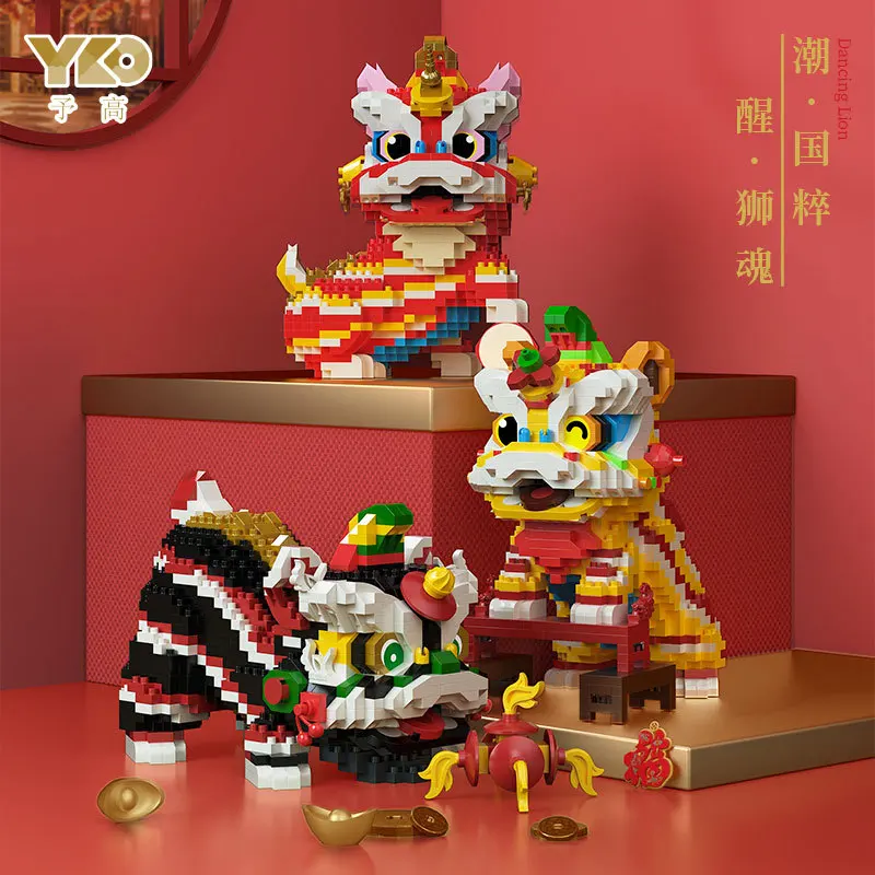 

Diamond Micro particle Creative Assembled Building Block Toys Xingshi Spring Festival gift of dragon and lion dance Series