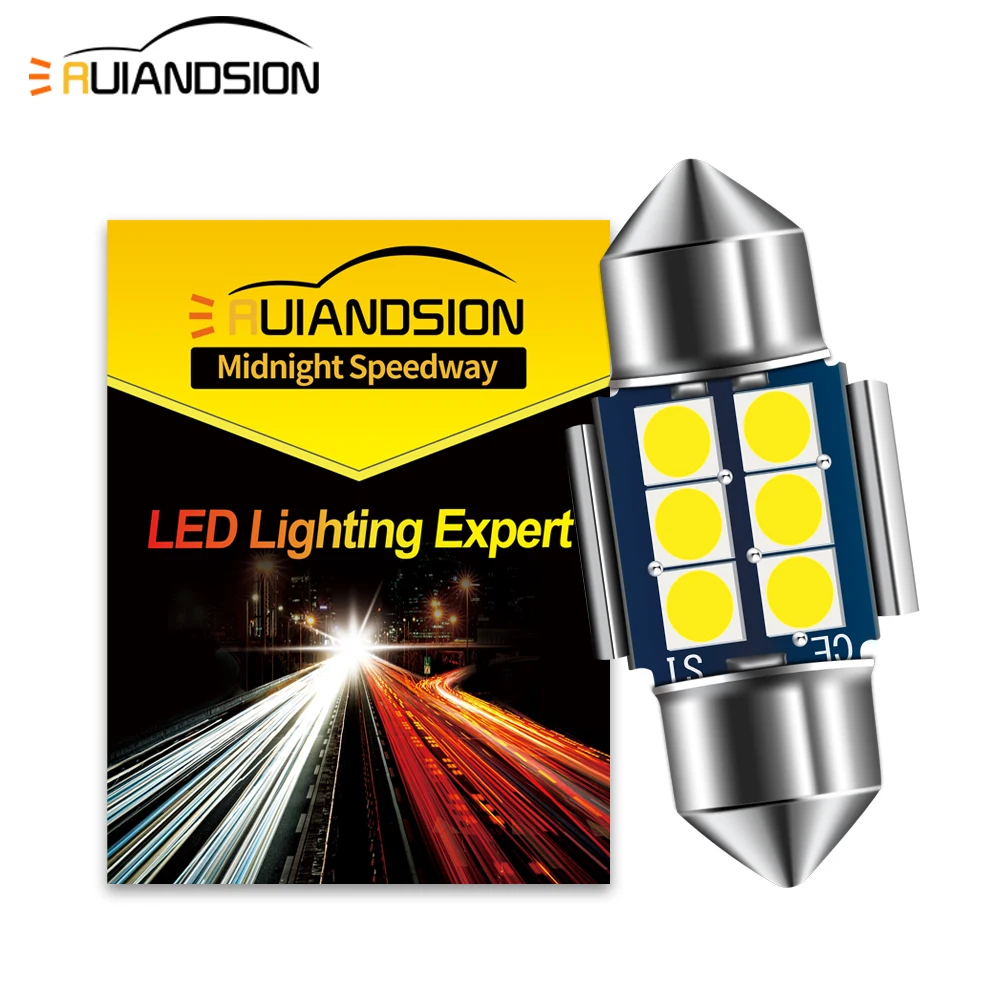 

Ruiandsion 1x c5w Led Bulb 2835 Canbus Festoon 28mm 29mm Car Interior Light Dome Reading Lamp White 12V Non-polarity