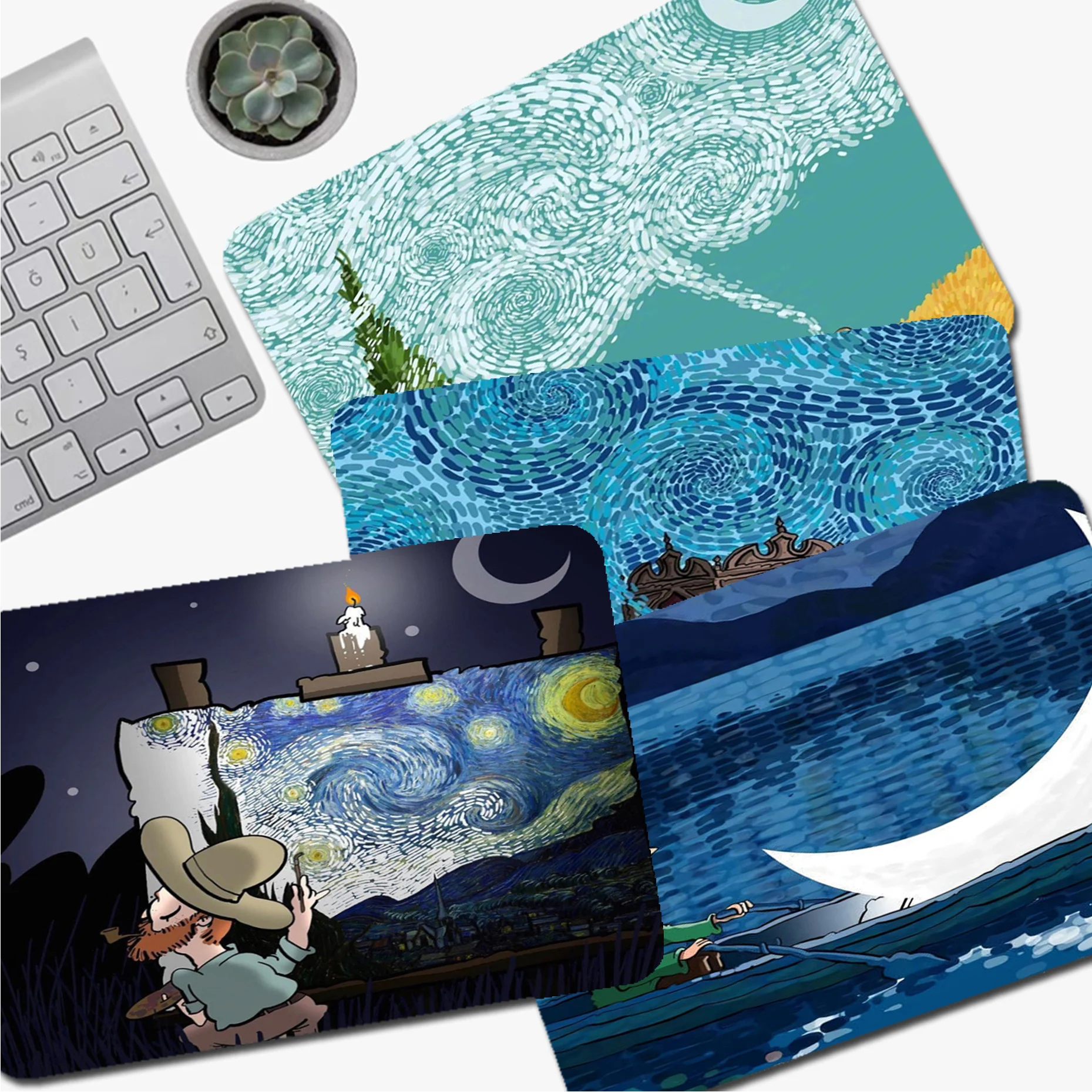 

Van Gogh Mousepad Small Office Computer Desk Mat Table Keyboard Big Mouse Pad Laptop Cushion Non-slip Deskpad Home Decor