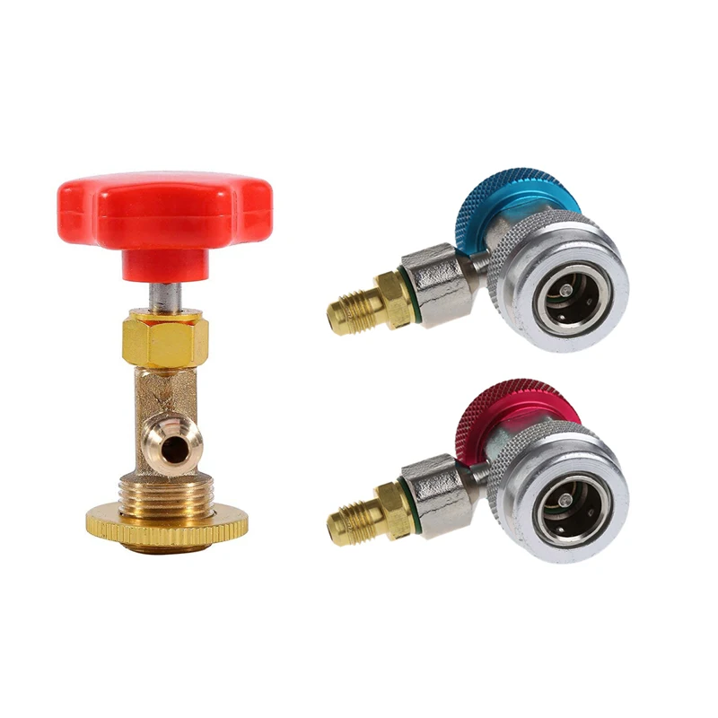 

1X R134A Can Canister Opener Tap Tapper M14/1/4 Inch SAE Car Auto Air Conditioning Refrigerant Can Tap & 2Pcs Car Auto Freon R13