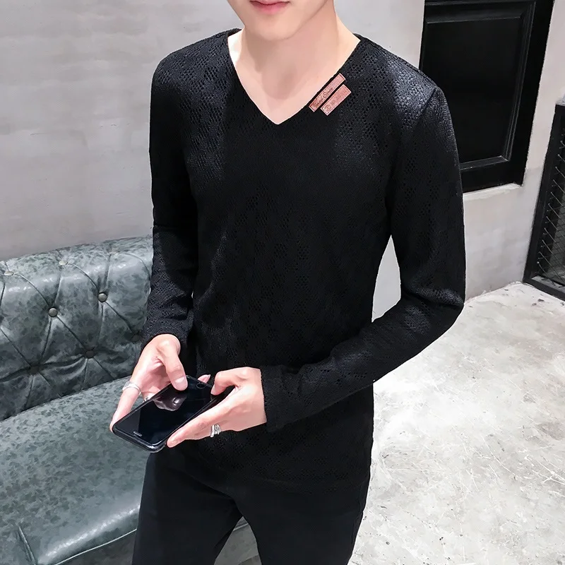 Молодежная модная мужская футболка с длинным рукавом свитшот большого размера