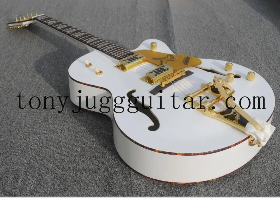 

White Falcon G6120 Semi Hollow Body Jazz Electric Guitar Imperial Tuners, Double F Holes, Red Turtle Shell Body Binding,