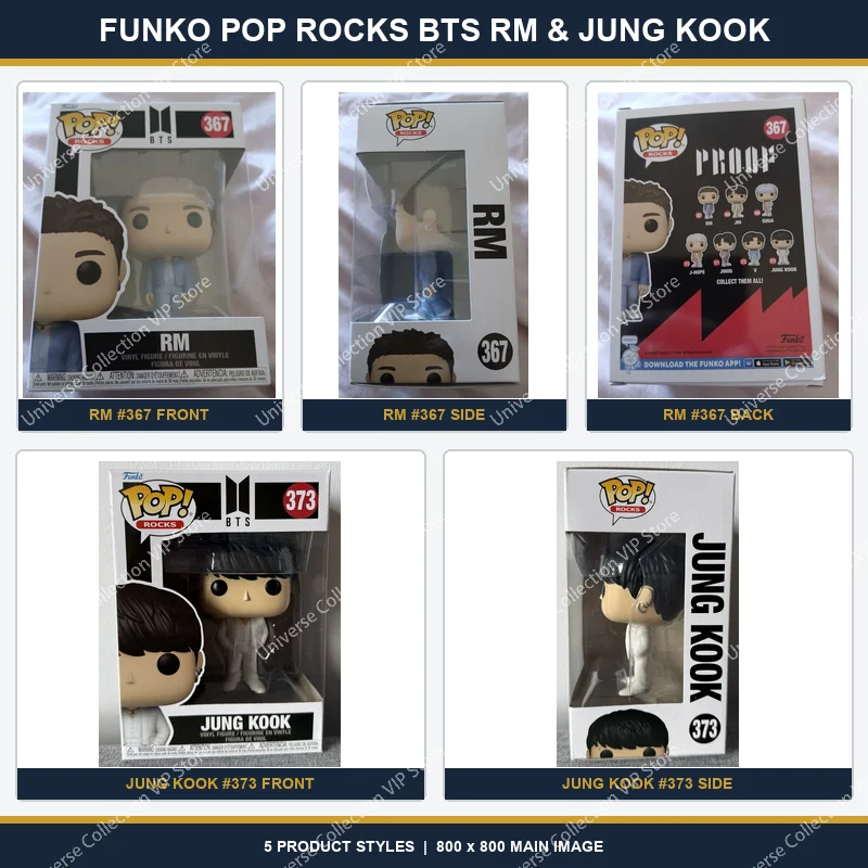 Фото Фигурки Funko POP Rocks BTS: РМ, Ким Намджун, В, Ким Тэхён, Джин, Ким Сокджин. Коллекционные фигурки K-Pop для музыкальной коллекции и демонстрации. №1