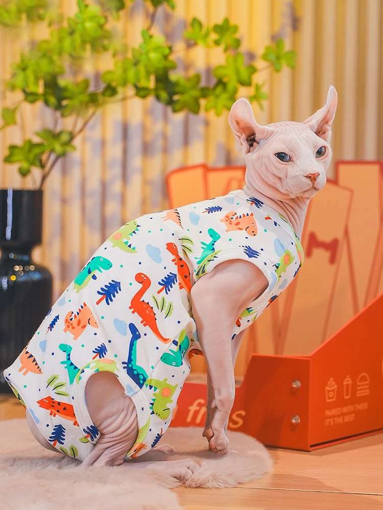Флисовое пальто для кошек Sphynx одежда лета и весны толстовка с рисунком динозавра