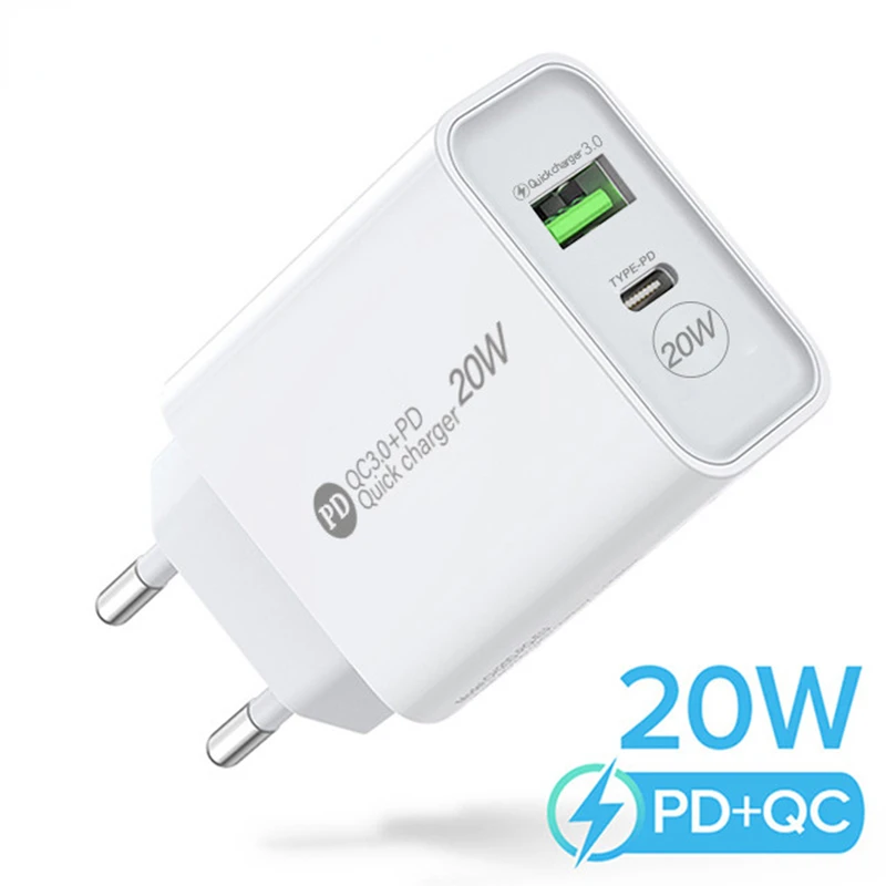 

New Fashion For iPhone 13 12 Pro iPad PD 20W USB Charger Quick Charge QC 3.0 Fast Phone Wall Charger Adapter