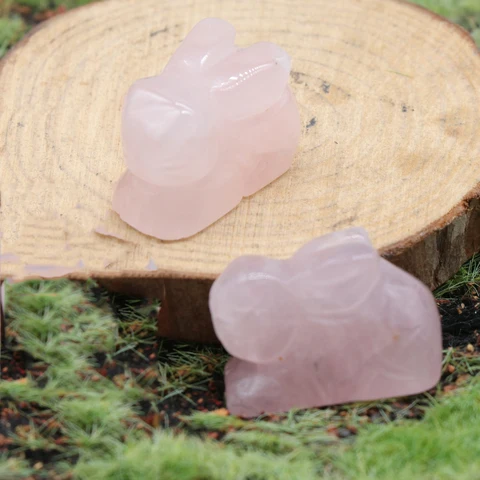 Набор из 5 фигур животных из розового кварца и аметиста