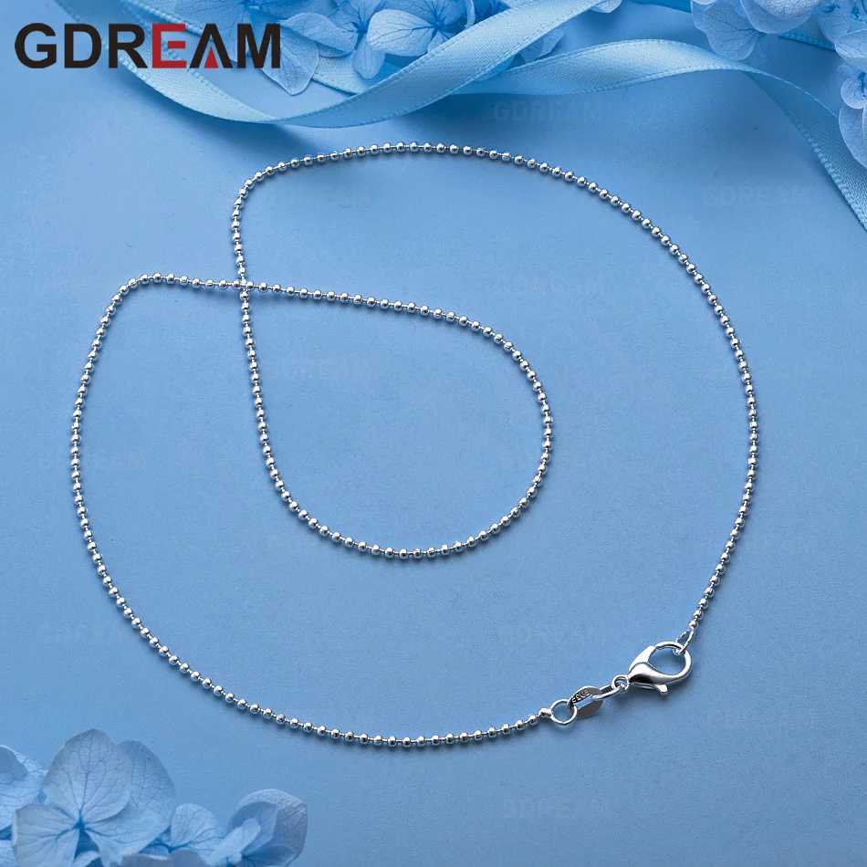 GDREAM Колье из стерлингового серебра 925 пробы с гладкими круглыми бусинами 2 мм, повседневный аксессуар для женщин, простое и элегантное украшение. (art.: 3920dbd912e02) - 3920dbd912e02