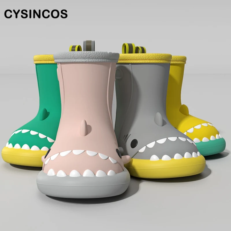 

Shark Rain Boots Women's Galoshes Ladies Shoes Walking Non-slip Waterproof Ankle Rainboots Female Home Garden Work Short Boots