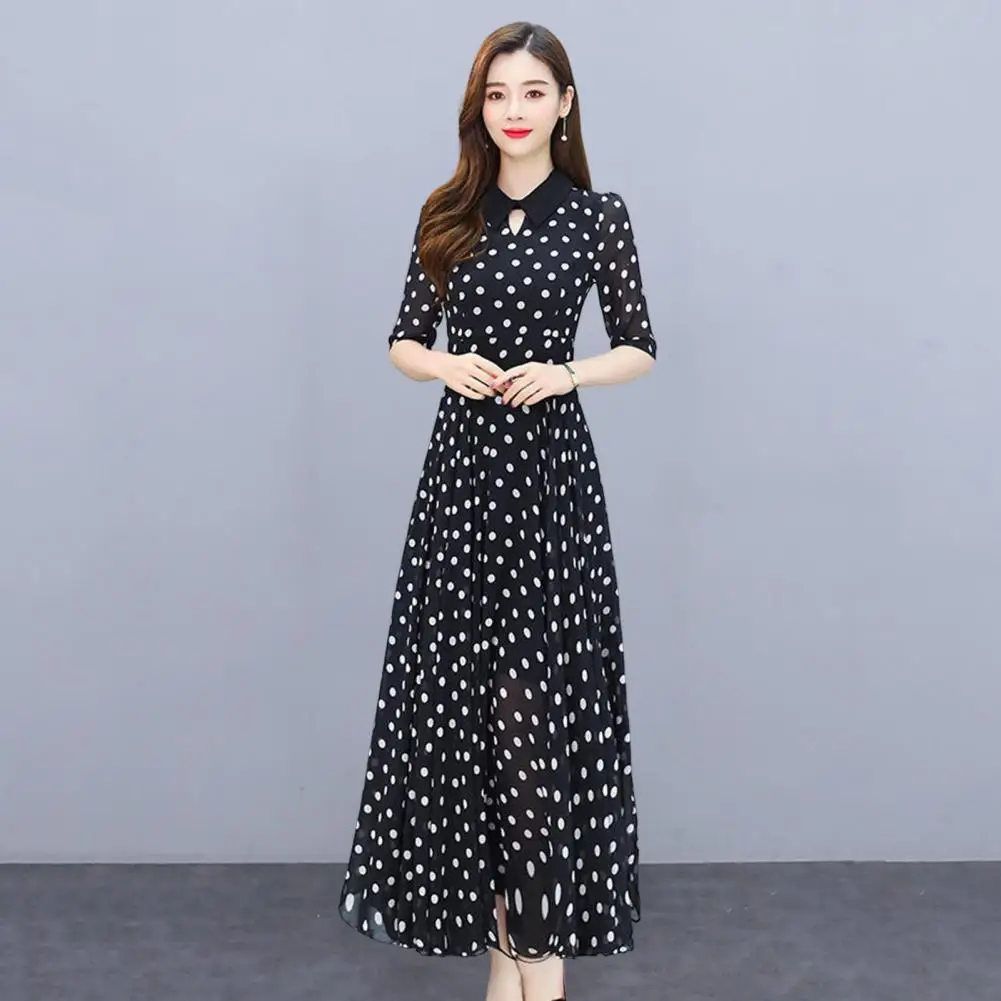 

Chic Lady Dress Plus Size Ankle Length Women Maxi Dress Loose Hem Maxi Dress