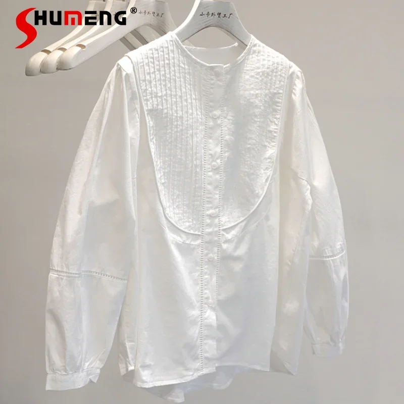 

Exquisite Refined Grace French Style White Lantern Long Sleeve Shirt Women's Wide Loose Shoulder Design Sense Niche Tops