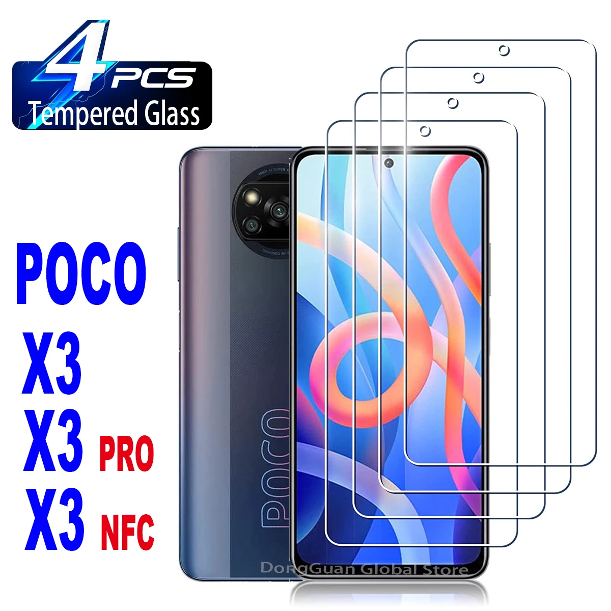

2/4Pcs High Auminum Tempered Glass For Xiaomi Poco X3 Pro NFC Screen Protector Glass Film